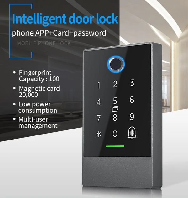 Digitalas Di-K2F TTLock Išmanioji sensorinė kodinė klaviatūra. piršto antspaudų ir 13.56 MHZ atstuminių kortelių skaitytuvas aprašymas - Prekės nuotrauka