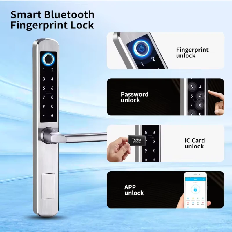 Digitalas Išmani durų spyna DIGI A210 TTLock (sidabrinis) su 3585 užraktu Bluetooth. įvairaus tipo durims aprašymas - Prekės nuotrauka