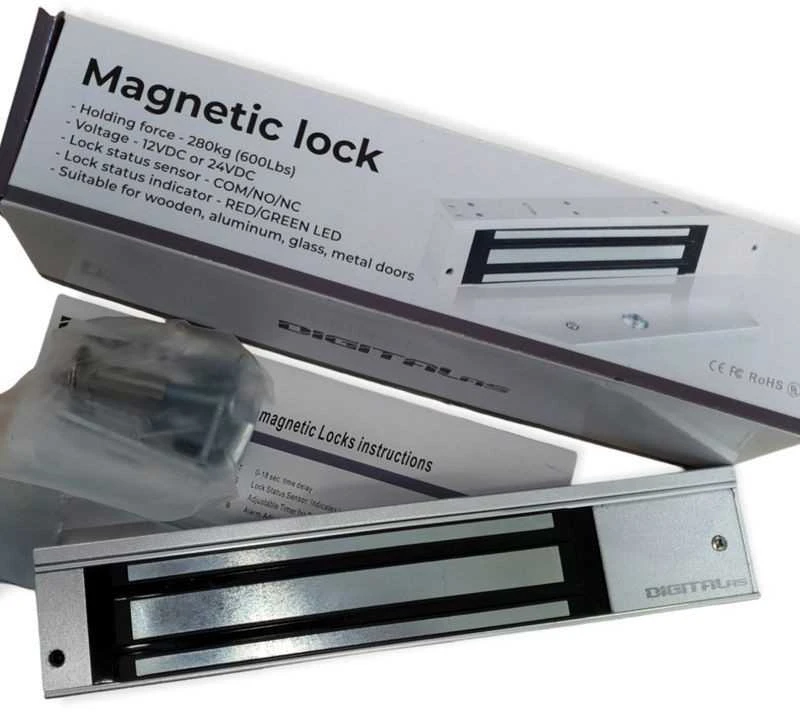 Digitalas DEM-280S elektromagnetinė spyna 280 kg jėga. 12-24V. su statuso kontaktais Com/NC/NO vidaus sąlygoms