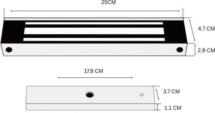 Digitalas EM-280W elektromagnetinė spyna 280 kg jėga, 12-24V, be LED, lauko sąlygoms