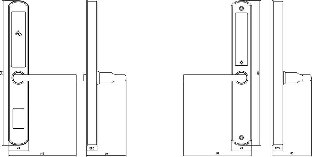 Digitalas Išmani durų spyna DIGI A210 TTLock (sidabrinis) su 3585 užraktu Bluetooth. įvairaus tipo durims