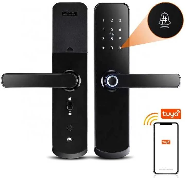 Digitalas Išmanioji durų spyna DIGI A260 Tuya (juoda) su 6085 užraktu WiFi įvairaus tipo durims