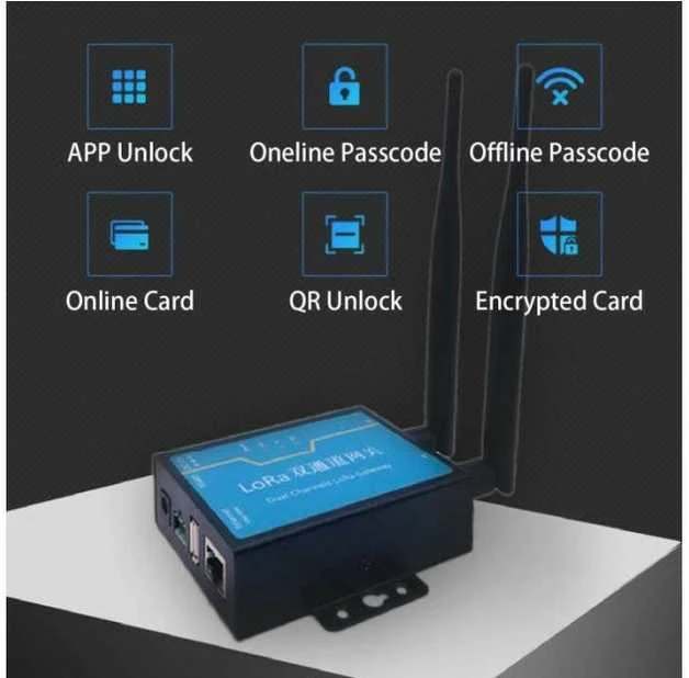 Digitalas LoRa-GW-1 Bluetooth-WIFI valdiklis prie išmanių LoRa spynų nuotoliniam valdymui per WIFI arba internetą