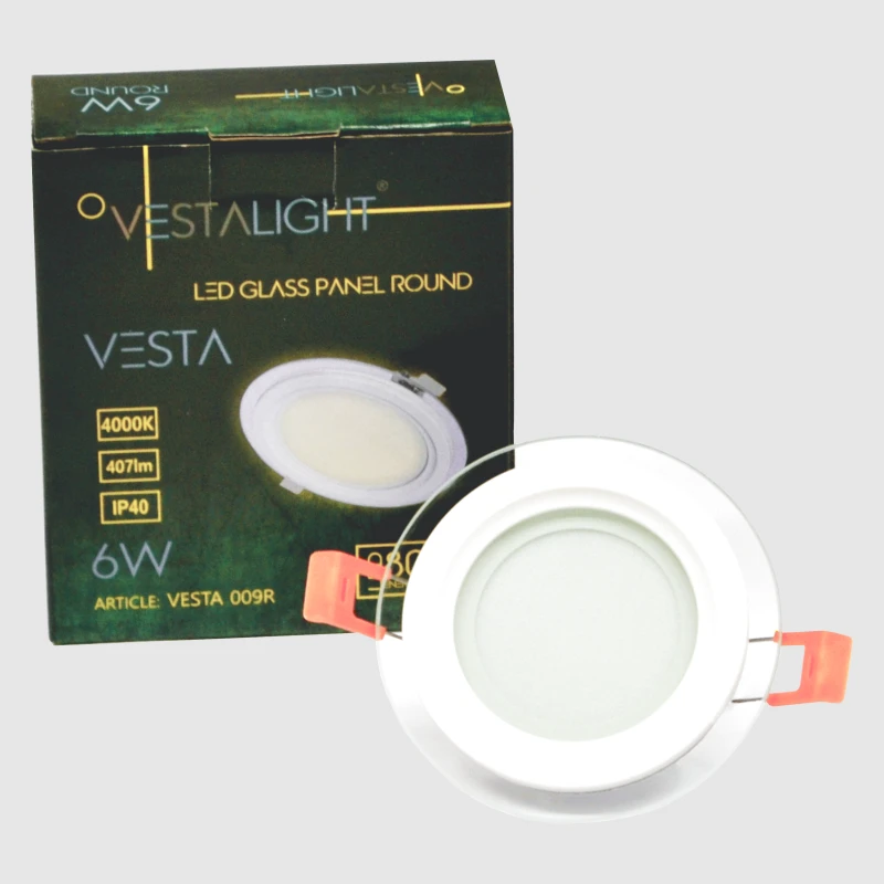 Įmontuojamas apvalus LED šviestuvas su stiklu "VESTA" 6W