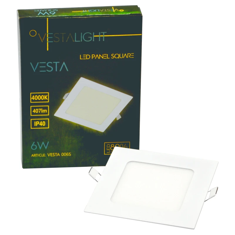 Įmontuojamas kvadratinis LED šviestuvas "VESTA" 6W