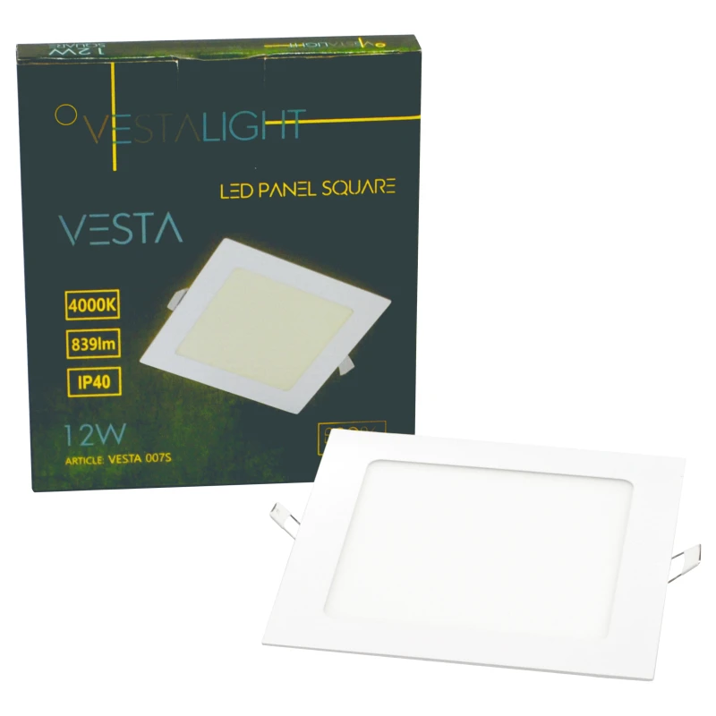 Įmontuojamas kvadratinis LED šviestuvas "VESTA" 12W