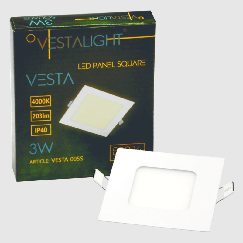 Įmontuojamas kvadratinis LED šviestuvas "VESTA" 3W