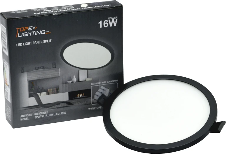 Tope Lighting Įmontuojamas apvalus juodas LED šviestuvas "SPLIT" 16W-4000K