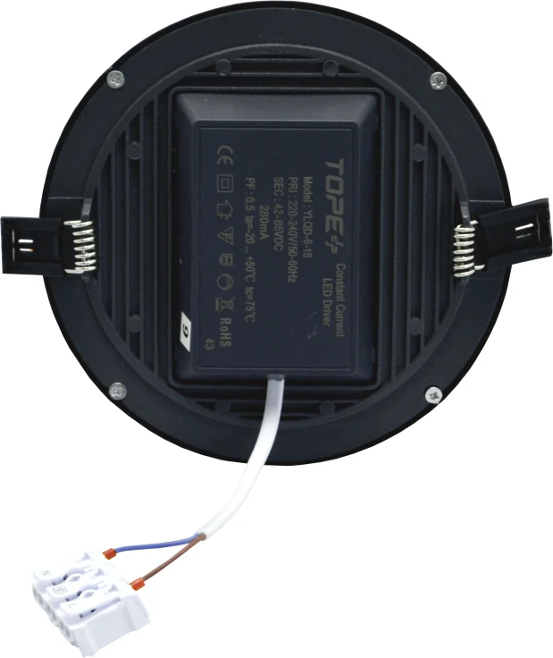 Tope Lighting Įmontuojamas apvalus juodas LED šviestuvas "SPLIT" 22W-4000K