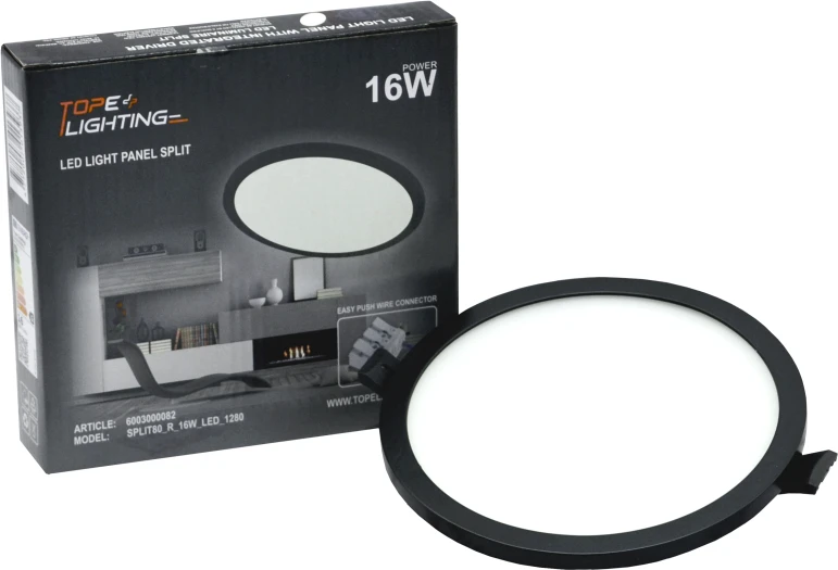Tope Lighting Įmontuojamas apvalus juodas LED šviestuvas "SPLIT" 22W-4000K