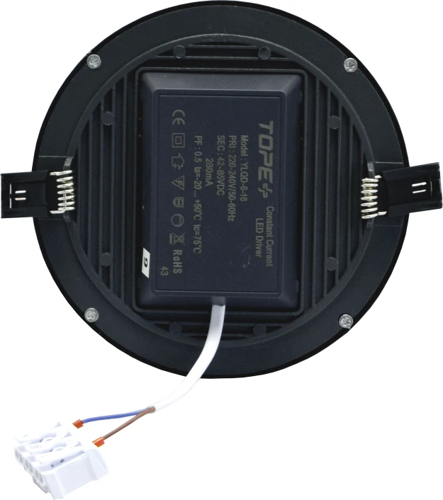 Tope Lighting Įmontuojamas apvalus juodas LED šviestuvas "SPLIT" 16W-4000K