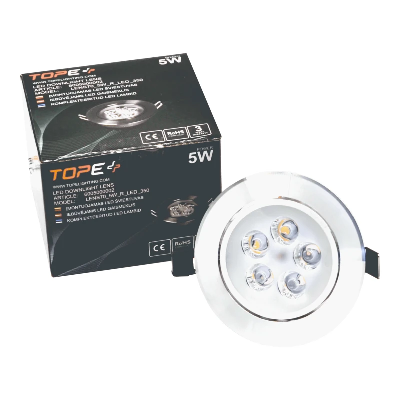 Įmontuojamas apvalus metalinis LED šviestuvas "LENS" 5W