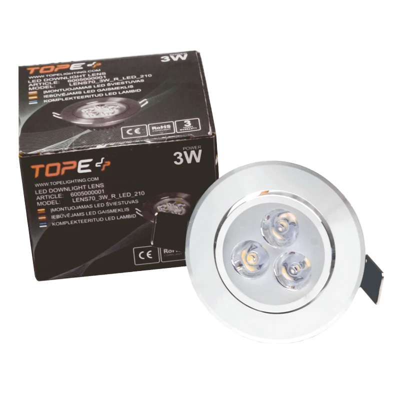 Įmontuojamas apvalus metalinis LED šviestuvas "LENS" 3W