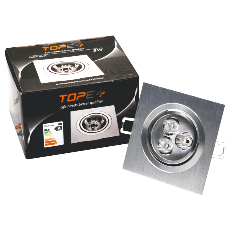 Įmontuojamas kvadratinis metalinis LED šviestuvas "LENS" 3W