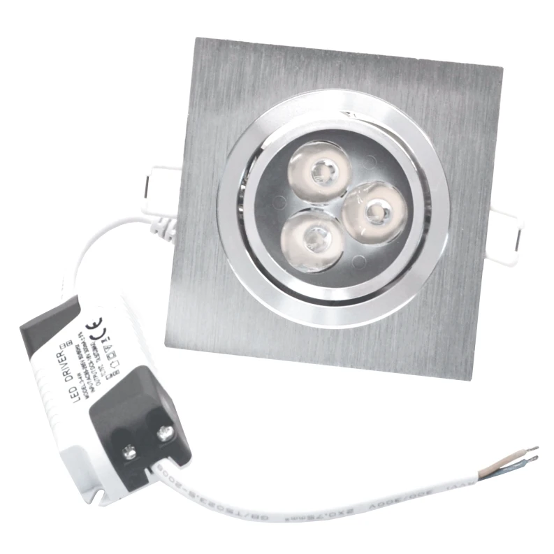 Įmontuojamas kvadratinis metalinis LED šviestuvas "LENS" 3W