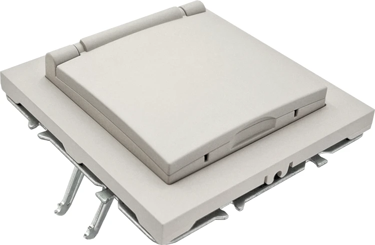 Tope Lighting Kreminis kištukinis lizdas su dangteliu IP44 "BORA" (su įžeminimu, be rėmelio)