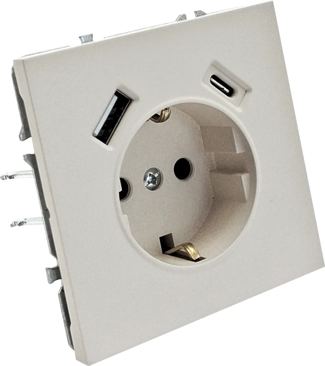 Tope Lighting Kreminis kištukinis lizdas su USB + TYPE C "BORA" ( su įžeminimu, be rėmelio)