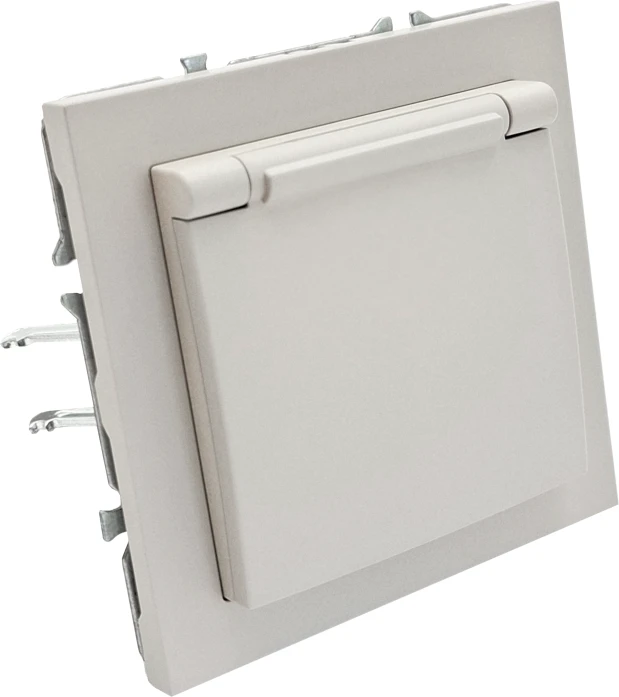 Tope Lighting Kreminis kištukinis lizdas su dangteliu IP44 "BORA" (su įžeminimu, be rėmelio)