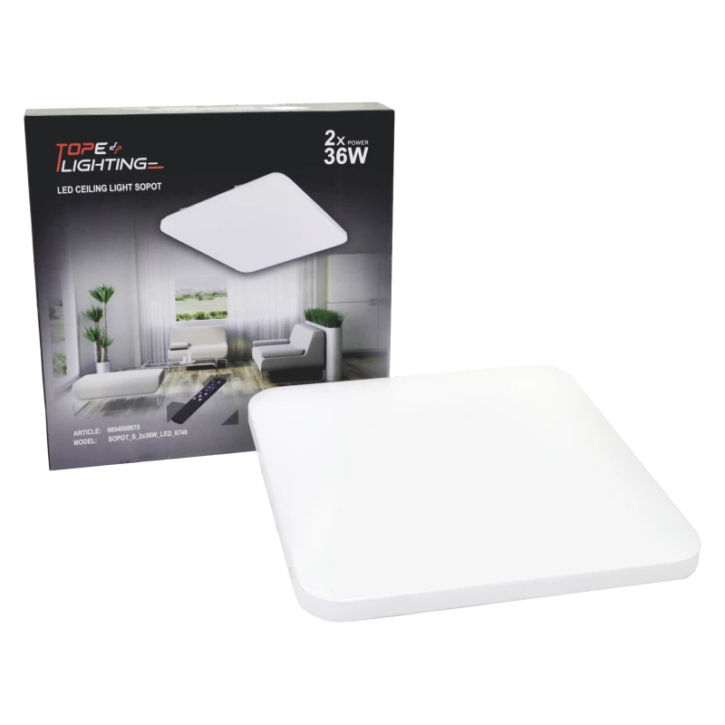 Lubinis šviestuvas TOPE Kvadratinis lubinis LED šviestuvas "SOPOT" 2x36W