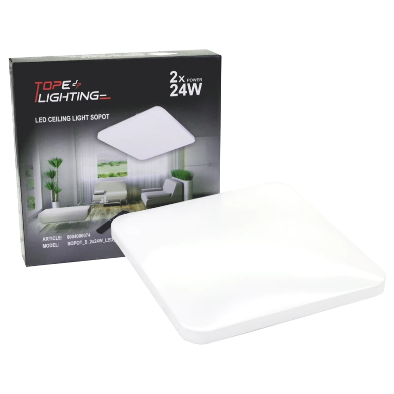 Lubinis šviestuvas TOPE Kvadratinis lubinis LED šviestuvas "SOPOT" 2x24W
