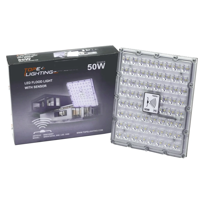 LED lauko prožektorius su mikrobangų sensoriumi "BRENTSENS" 50W