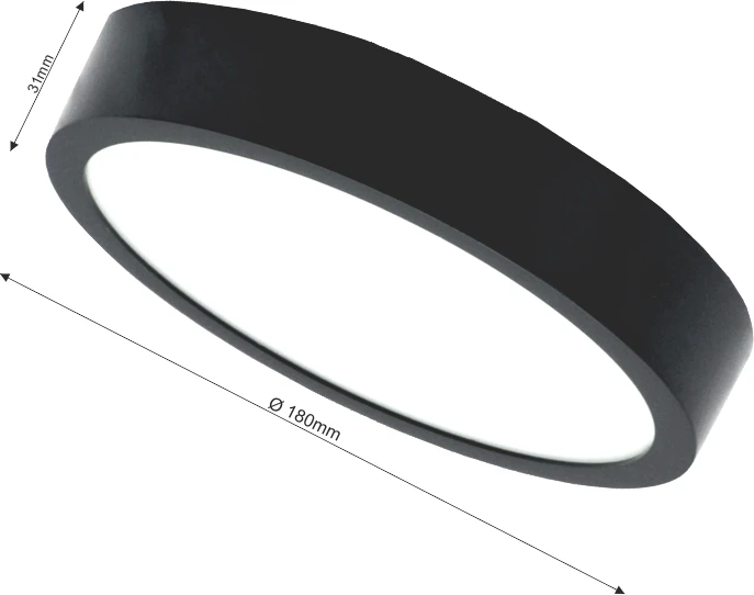Tope Lighting Paviršinis apvalus juodas LED šviestuvas "MODENA" 22W-4000K