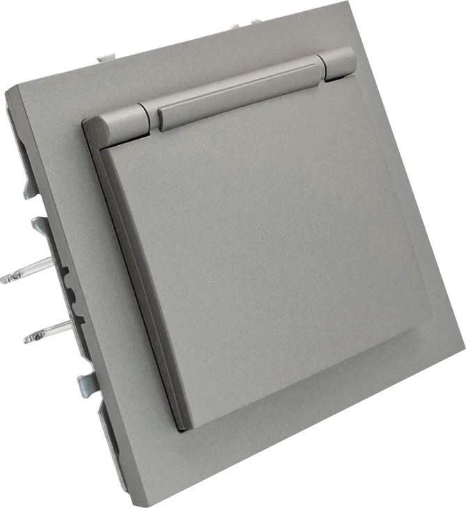 Tope Lighting Pilkas kištukinis lizdas su dangteliu IP44 "BORA" (su įžeminimu, be rėmelio)