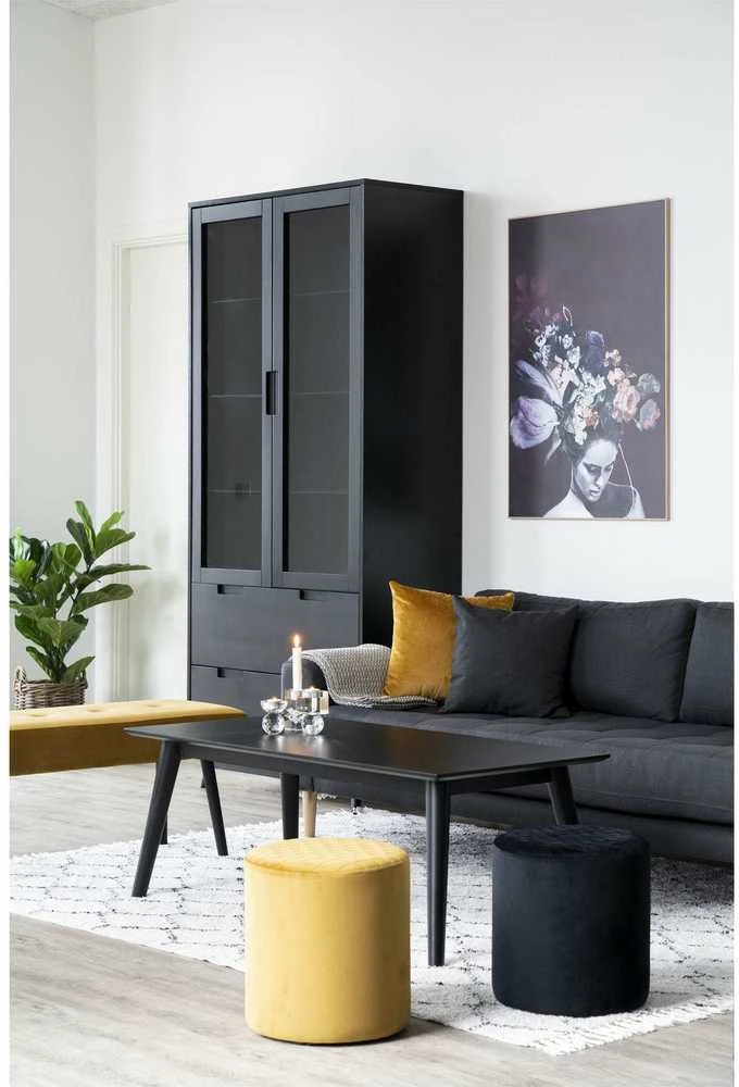 Ejby Pouf Round in juodas velvet