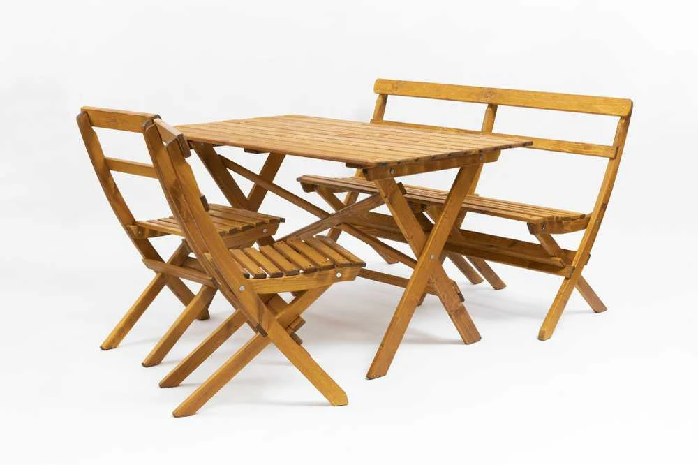 Lauko pietų stalas LAXO, medaus spalvos, 125cm