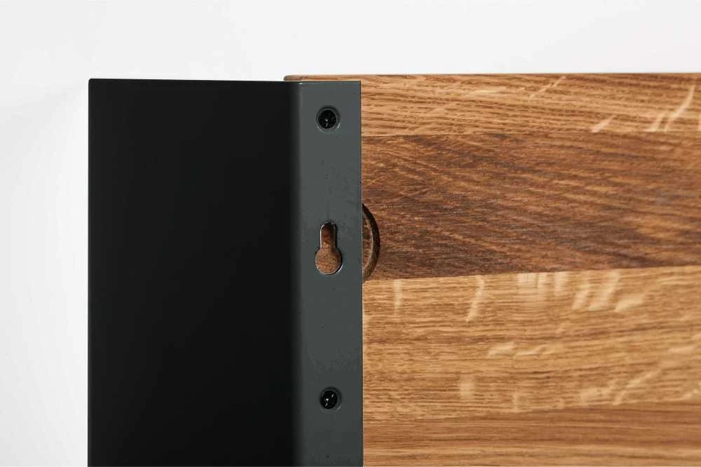 Sieninė lentynėlė 70cm, natūralaus aliejuoto ąžuolo nugarėlė, juoda