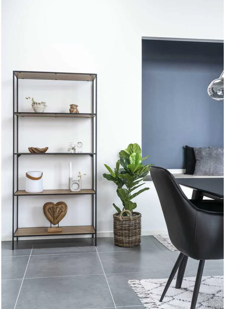 Vita metalinė pastatoma lentyna su ąžuolo imitacijos lentynomis 80x36x170 cm