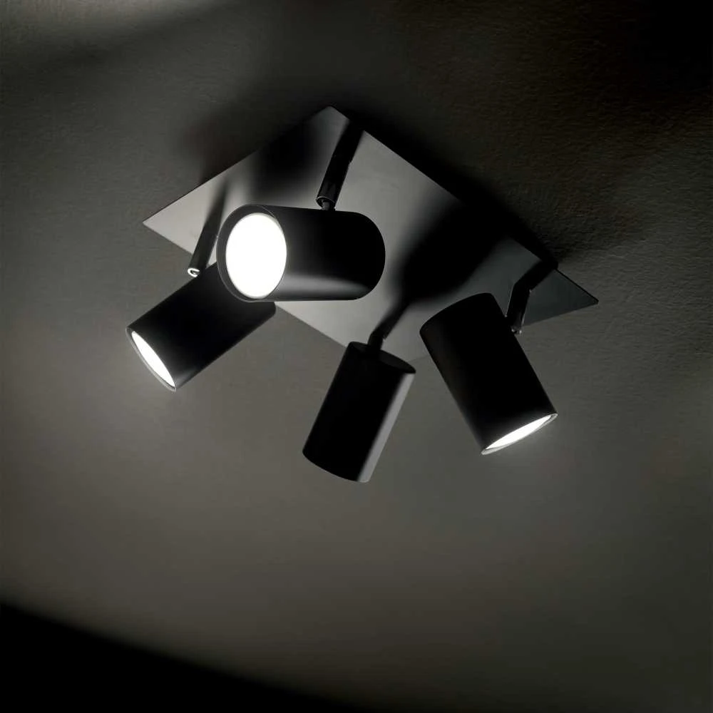 Lubinis šviestuvas Ideal Lux Ceiling lamp with 4 lights SPOT, GU10, juodas