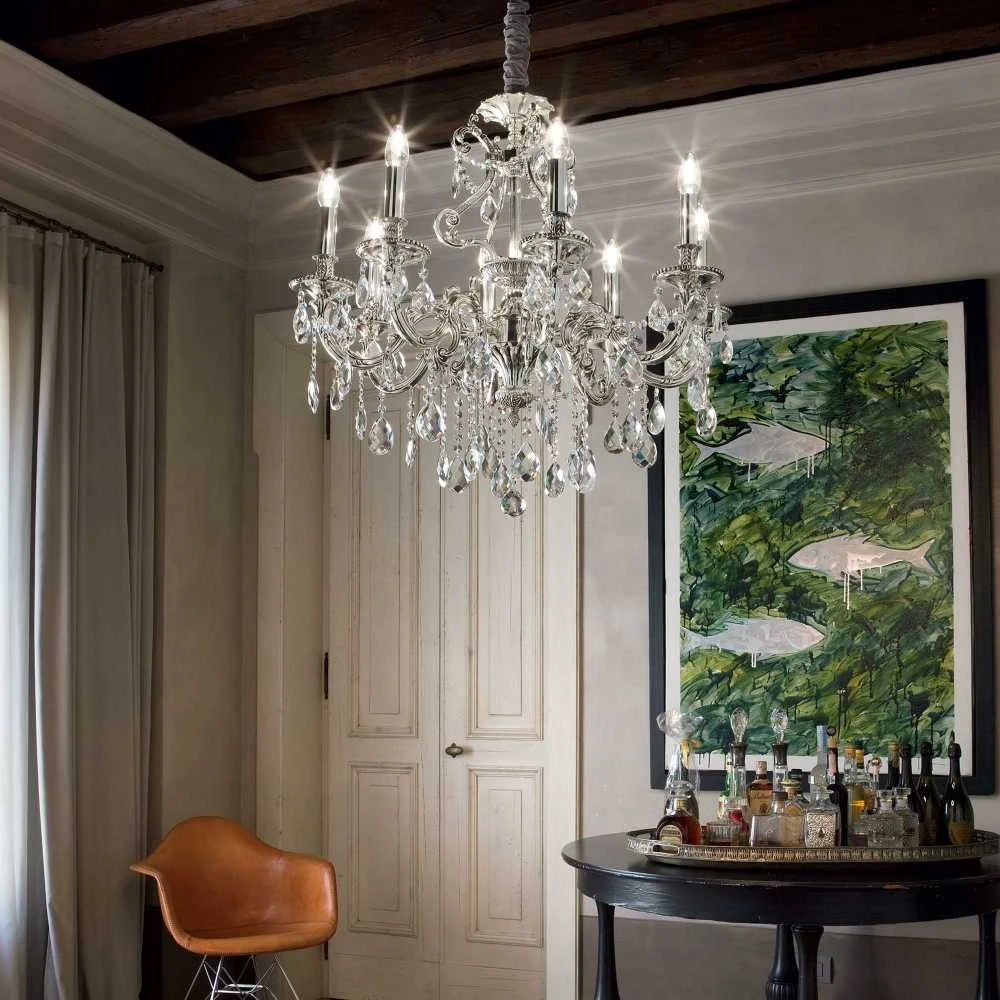 Pakabinamas šviestuvas Ideal Lux Suspended lamp with 8 lights GIOCONDA, E14, baltas