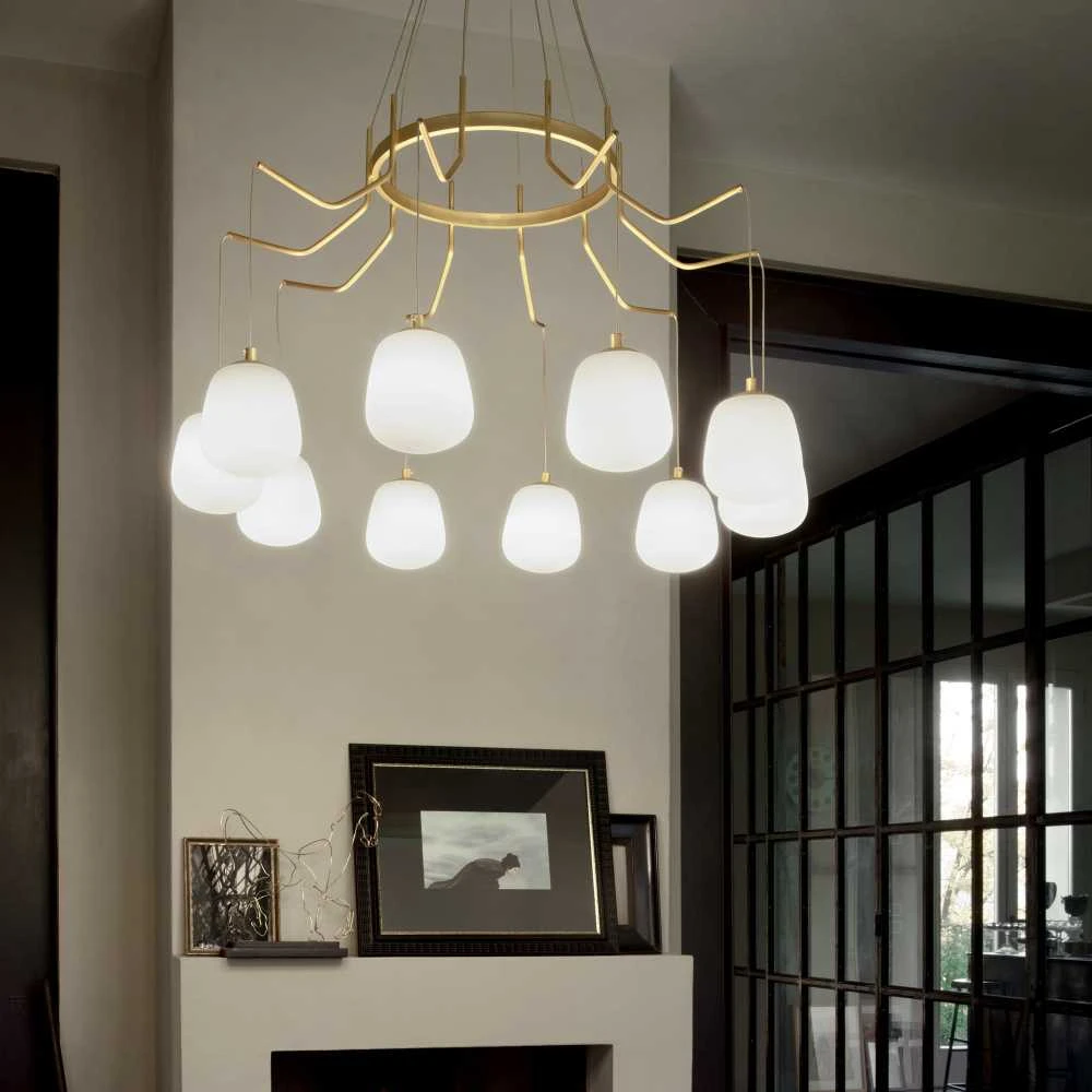 Pakabinamas šviestuvas Ideal Lux Suspended lamp with 10 lights KAROUSEL, G9, brass
