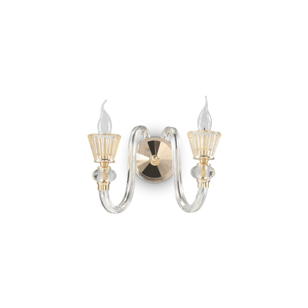 Sieninis šviestuvas Ideal Lux Wall lamp with 2 lights STRAUSS, E14, auksinis color