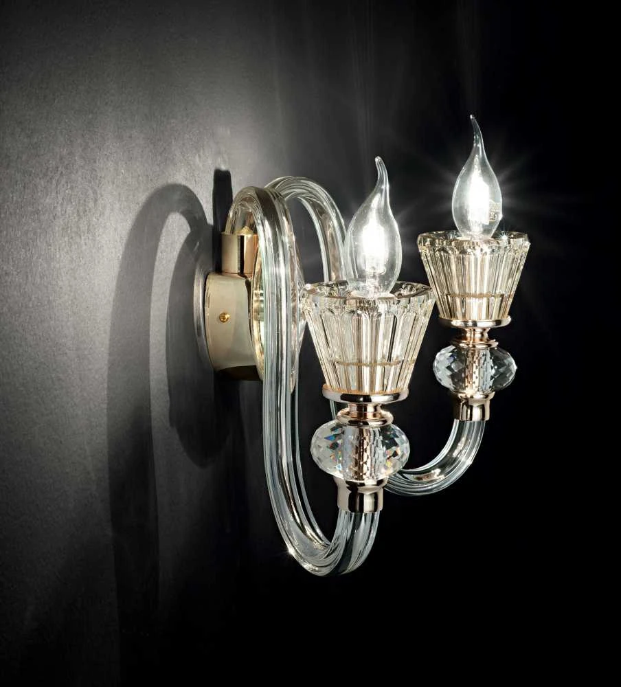 Sieninis šviestuvas Ideal Lux Wall lamp with 2 lights STRAUSS, E14, auksinis color