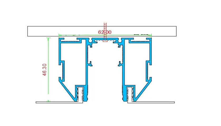 KING Įleidžiamas magnetinis bėgelis, juodas R20-4 1000mm