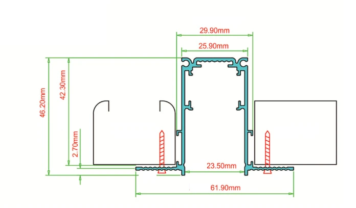 KING Magnetinis bėgelis, berėmis užglaistomas juodas R20-2 2000mm