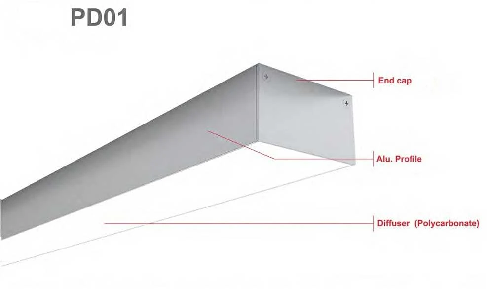 LED profilis su sklaidytuvu PD01 2000x54x34 mm