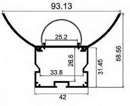 LED profilis su sklaidytuvu PN9 2000x93x58 mm
