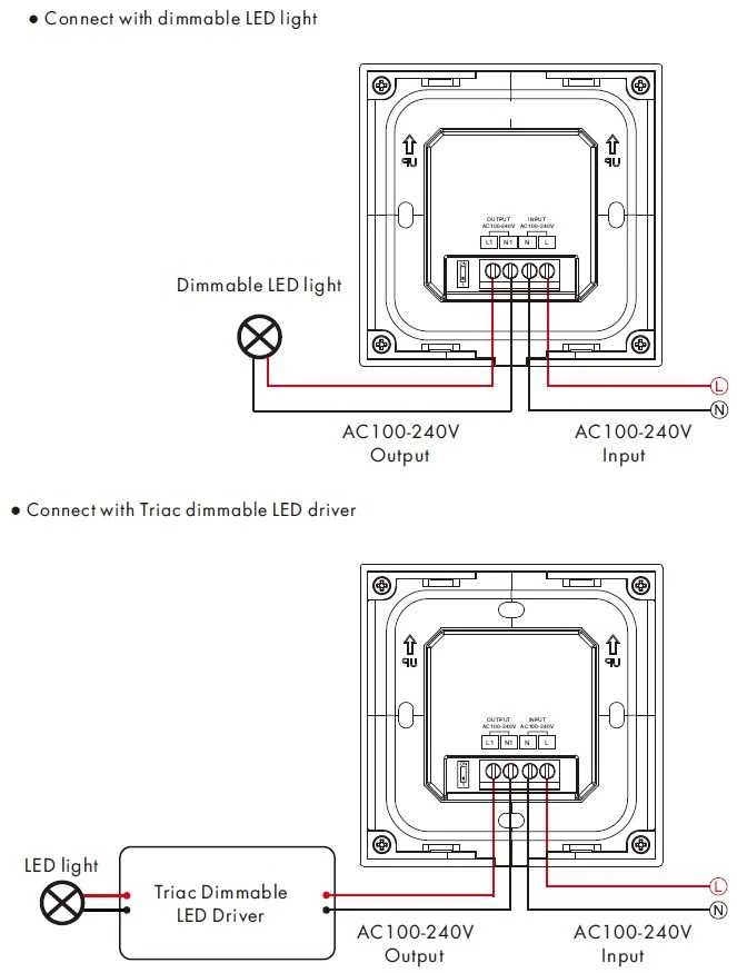 Lietimui jautrus šviesos intensyvumo reguliatorius, baltas, valdymas TRIAC + RF 2.4GHz, 1 kanalo išėjimas.
