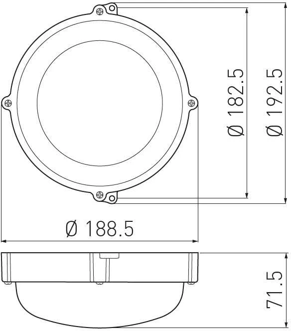 Lubinis šviestuvas Apvalus šviestuvas LUXIA, 10W, 4000K, IP65, IK10