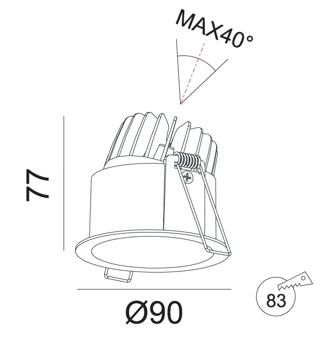 Lubinis šviestuvas FULL Dimeriuojamas Įleidžiamas LED šviestuvas ANGELO R1031, 10W, 3000K, 36°, garantija 10 metų
