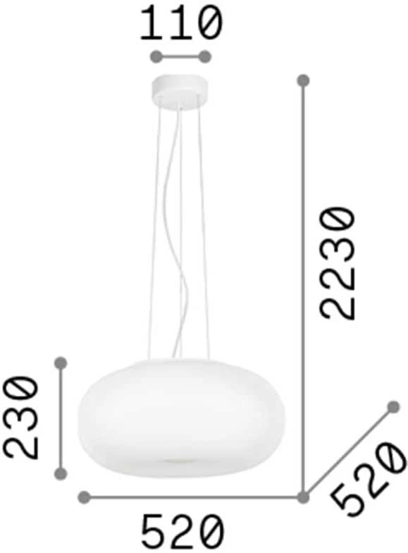Pakabinamas šviestuvas Ideal Lux Suspended lamp with 3 lights ULISSE, E27, baltas
