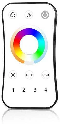 RGB+CCT LED juostų valdymo sistemos nuotolinis pultas, 4 zonos, baltas