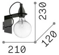 Sieninis šviestuvas Ideal Lux Wall lamp with 1 light MINIMAL, E27, chrome