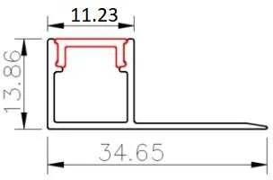 Užglaistomas LED profilis VLT-XT-283B, 3000mm su matiniu sklaidytuvu