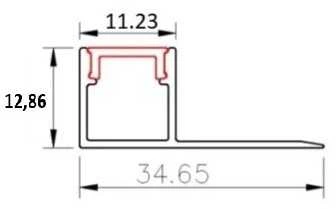 Užglaistomas LED profilis VLT-XT-283B, 3000mm su matiniu sklaidytuvu