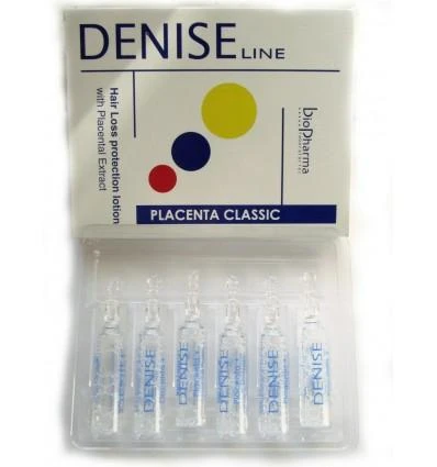 BIOPHARMA Plauko struktūrą atstatančios ampulės su placentos ekstraktu DENISE, 6x10 ml