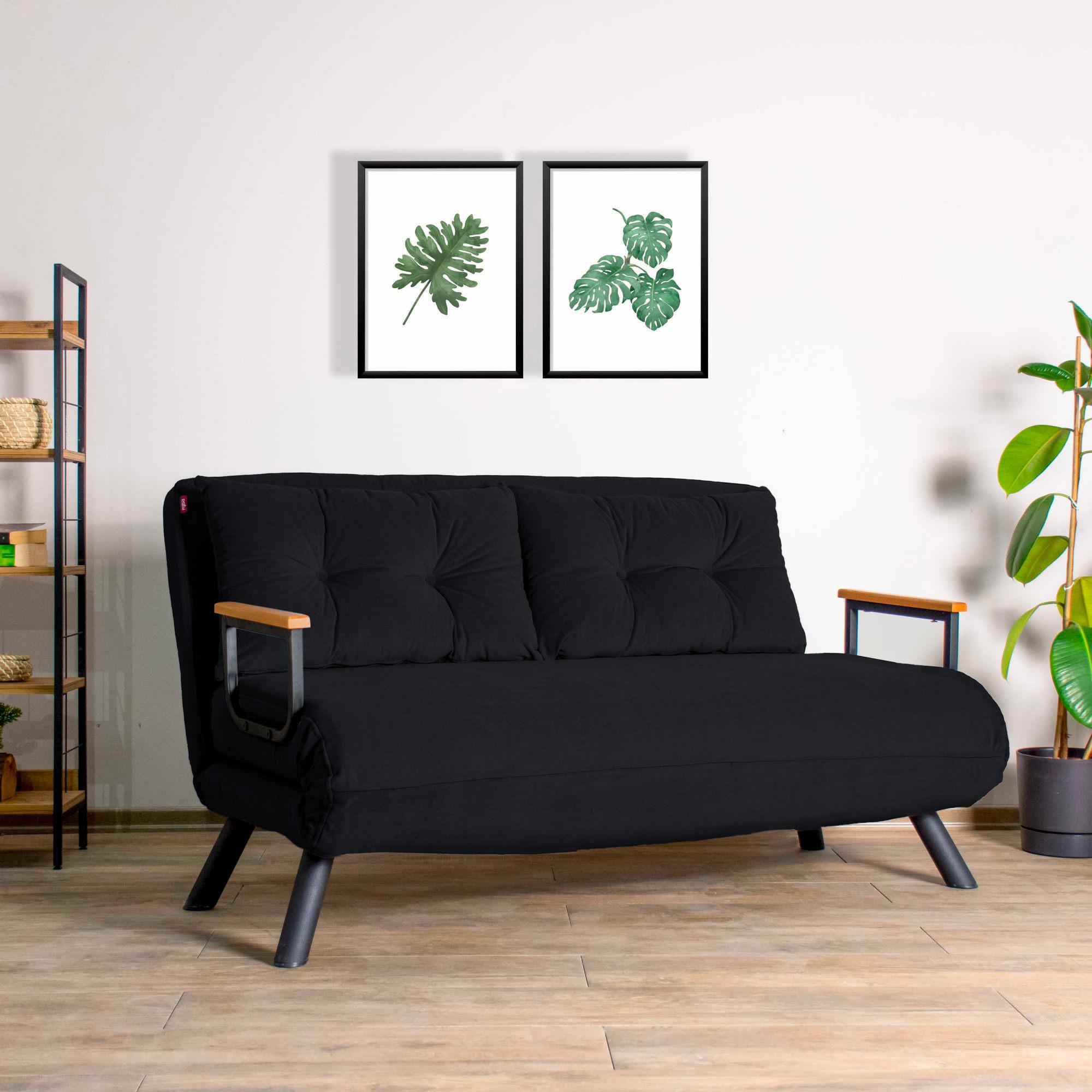 Hanah Home 2 vietų sofa-lova Sando 2-Seater - Juodas